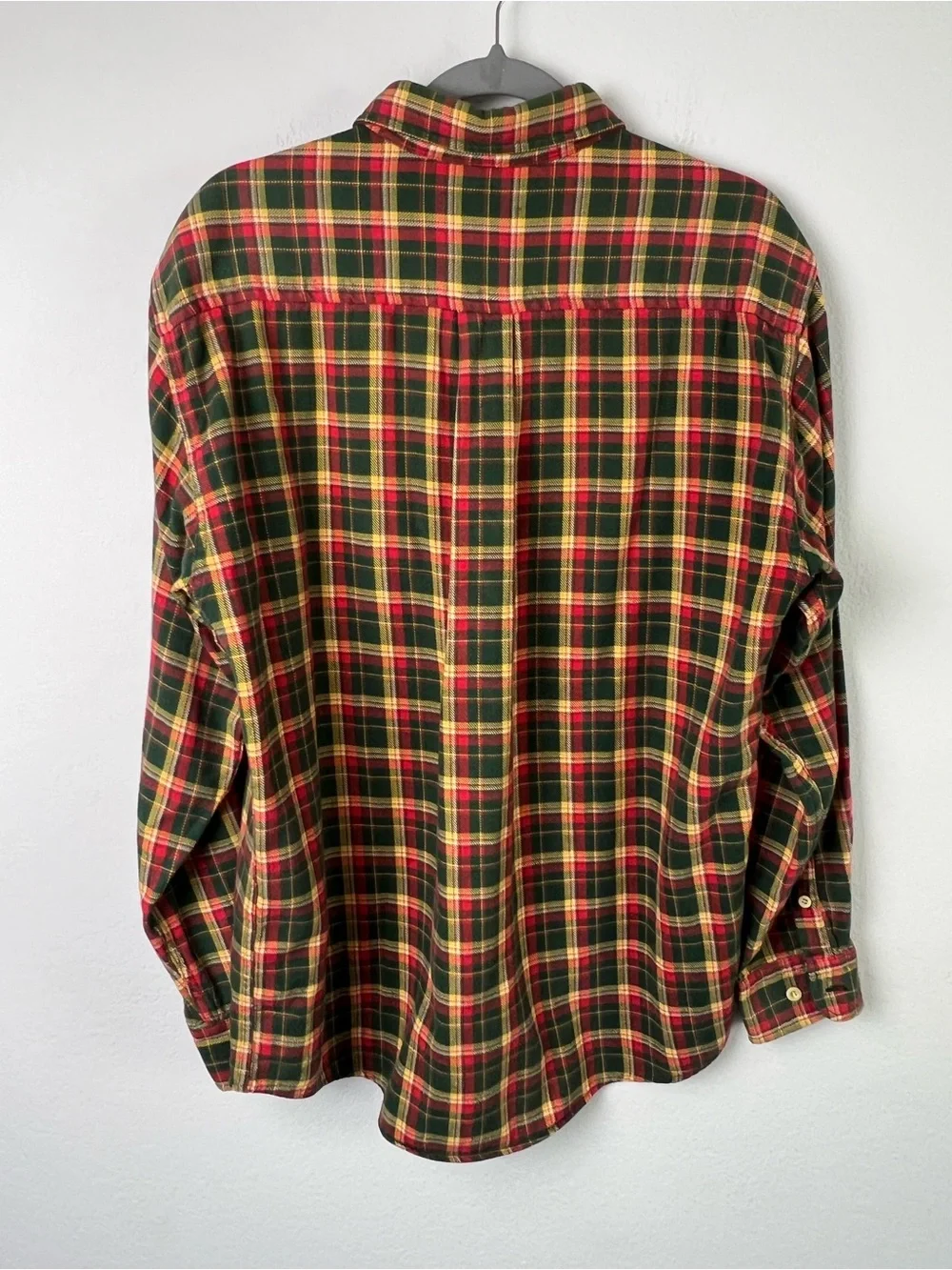 J. Crew Vintage Green Orange Yellow Cotton Flannel Fall Winter Button Down